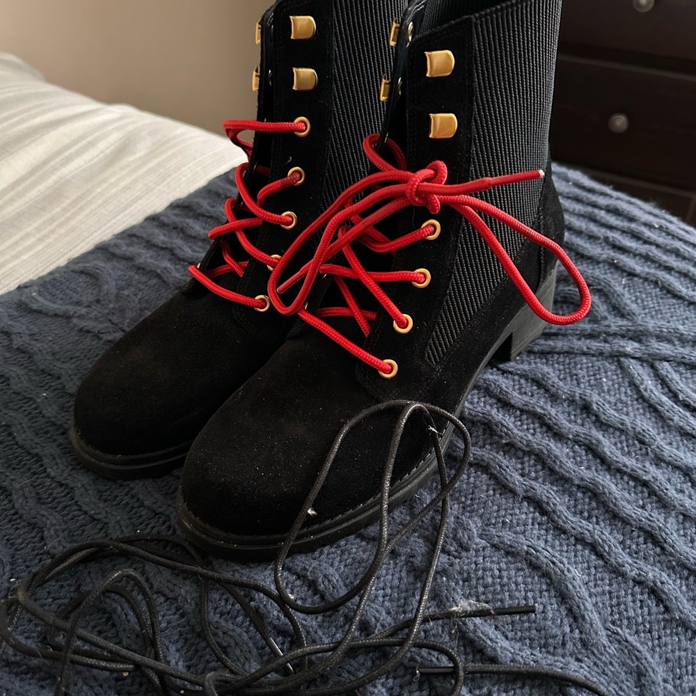 Cole Haan Black Boots with Red Laces